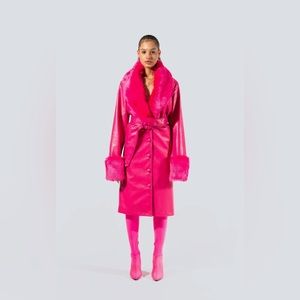 Finesse Willa Pink Vegan Fur Leather Coat